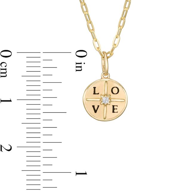 Certified Canadian Diamond Accent Solitaire True North "LOVE" Pendant in 10K Gold