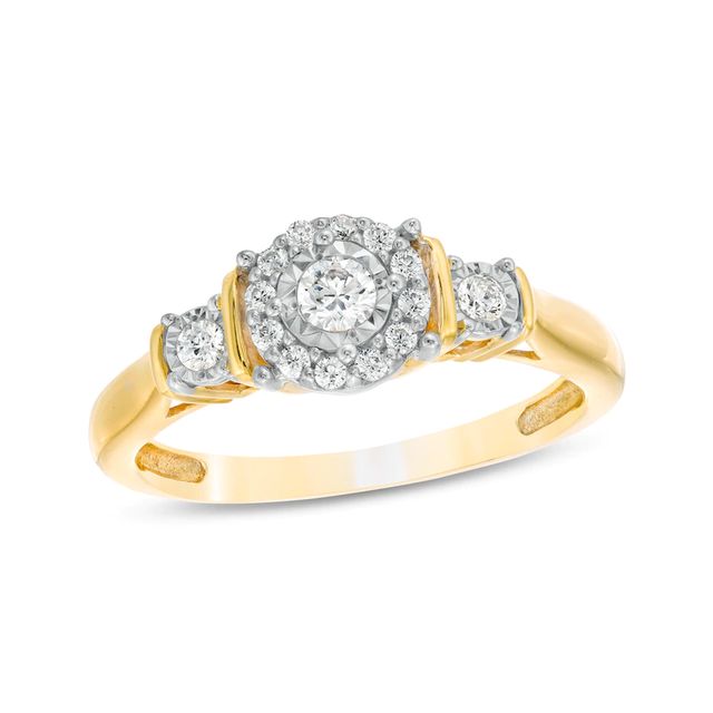 0.25 CT. T.W. Diamond Past Present Future® Frame Engagement Ring in 10K Gold|Peoples Jewellers