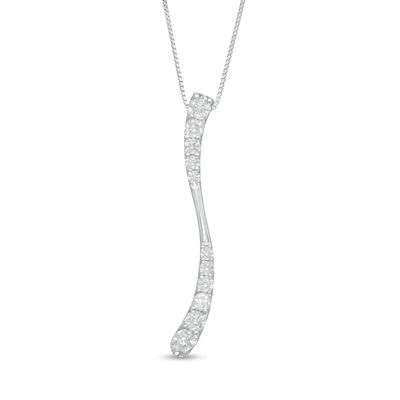 0.94 CT. T.W. Journey Diamond Linear Wave Pendant in 10K White Gold|Peoples Jewellers