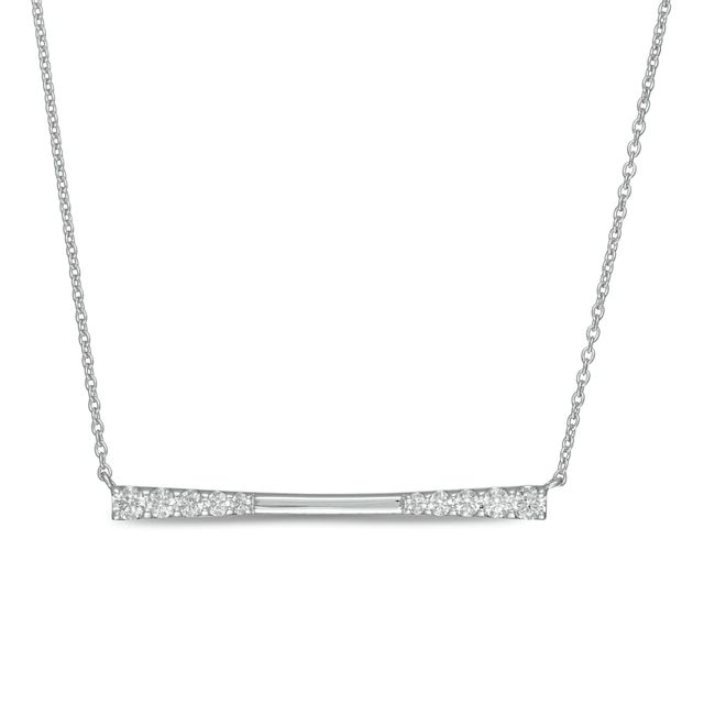 0.45 CT. T.W. Journey Diamond Sideways Bar Necklace in 10K White Gold|Peoples Jewellers