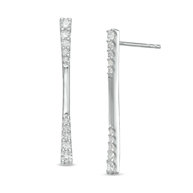 0.45 CT. T.W. Journey Diamond Linear Drop Earrings in 10K White Gold|Peoples Jewellers