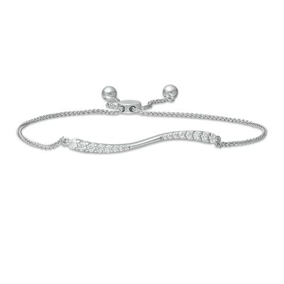 0.45 CT. T.W. Journey Diamond Wave Bolo Bracelet in 10K White Gold - 9.0"|Peoples Jewellers