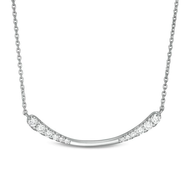 0.45 CT. T.W. Journey Diamond Curved Bar Necklace in 10K White Gold|Peoples Jewellers