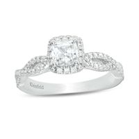 Kleinfeld® 0.83 CT. T.W. Cushion-Cut Diamond Frame Twist Shank Engagement Ring in 14K White Gold|Peoples Jewellers