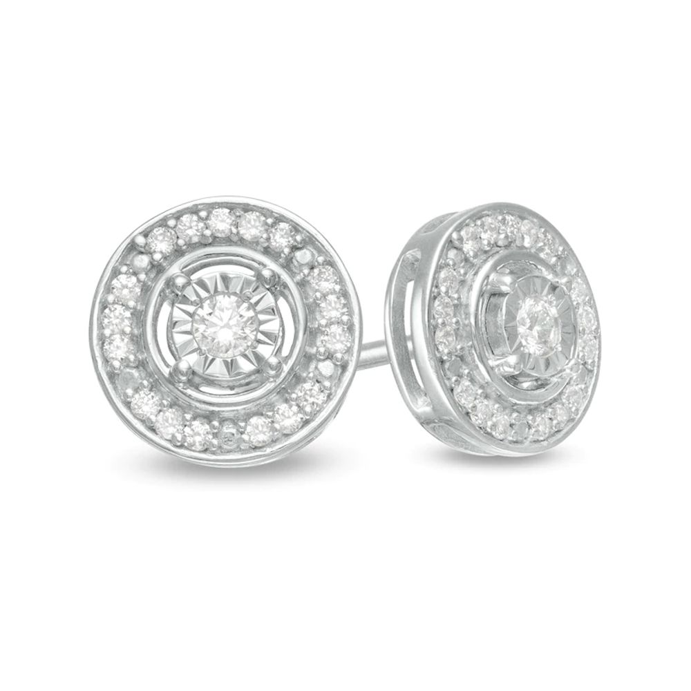 0.16 CT. T.W. Diamond Frame Stud Earrings in Sterling Silver|Peoples Jewellers