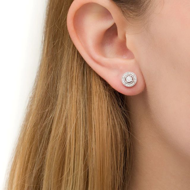 0.16 CT. T.W. Diamond Frame Stud Earrings in Sterling Silver|Peoples Jewellers