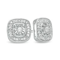 0.16 CT. T.W. Diamond Cushion Frame Stud Earrings in Sterling Silver|Peoples Jewellers