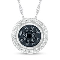 0.23 CT. T.W. Enhanced Black Composite and White Diamond Frame Pendant in Sterling Silver|Peoples Jewellers