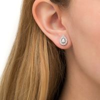 0.48 CT. T.W. Diamond Pear-Shaped, Oval and Cushion Frame Stud Earrings Three Pair Set in Sterling Silver|Peoples Jewellers