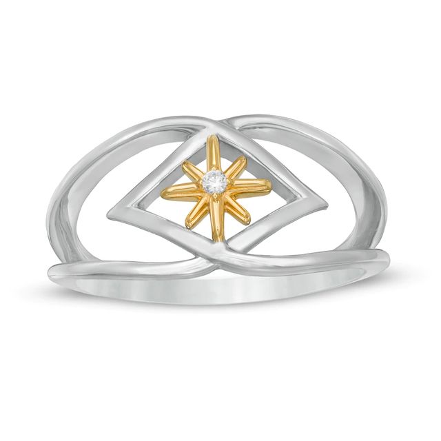 Certified Canadian Diamond Accent Solitaire True North Orbit Ring in 10K Two-Tone Gold (I/I2)