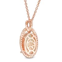 EFFY™ Collection Oval Opal and 0.17 CT. T.W. Diamond Frame Interlocking Drop Pendant in 14K Rose Gold|Peoples Jewellers