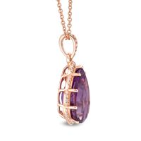 EFFY™ Collection Pear-Shaped Amethyst and 0.29 CT. T.W. Diamond Scallop Frame Pendant in 14K Rose Gold|Peoples Jewellers