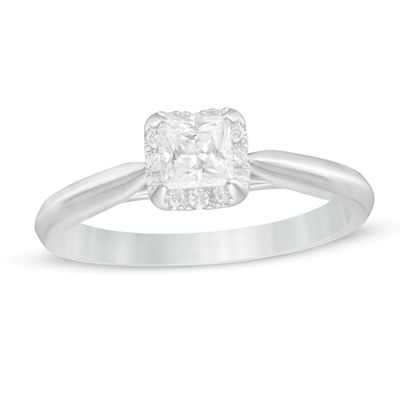 0.62 CT. T.W. Princess-Cut Diamond Frame Engagement Ring in 14K White Gold (I/I2)|Peoples Jewellers