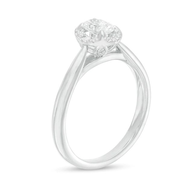 0.62 CT. T.W. Oval Diamond Frame Engagement Ring in 14K White Gold (I/I2)|Peoples Jewellers