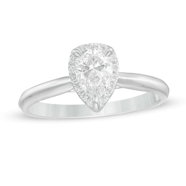 0.62 CT. T.W. Pear-Shaped Diamond Frame Engagement Ring in 14K White Gold (I/I2)|Peoples Jewellers