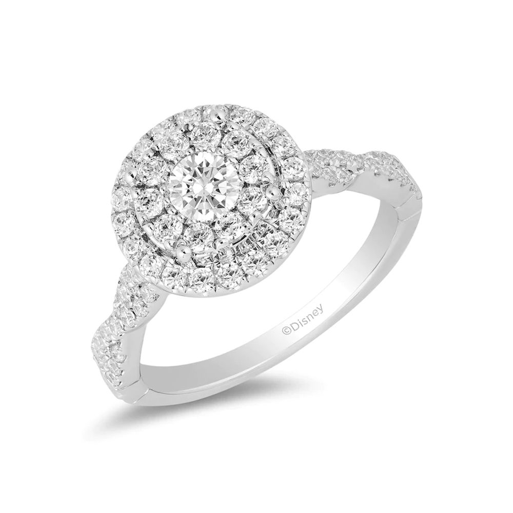 Enchanted Disney Belle 0.95 CT. T.W. Diamond Double Frame Engagement Ring in 14K White Gold|Peoples Jewellers