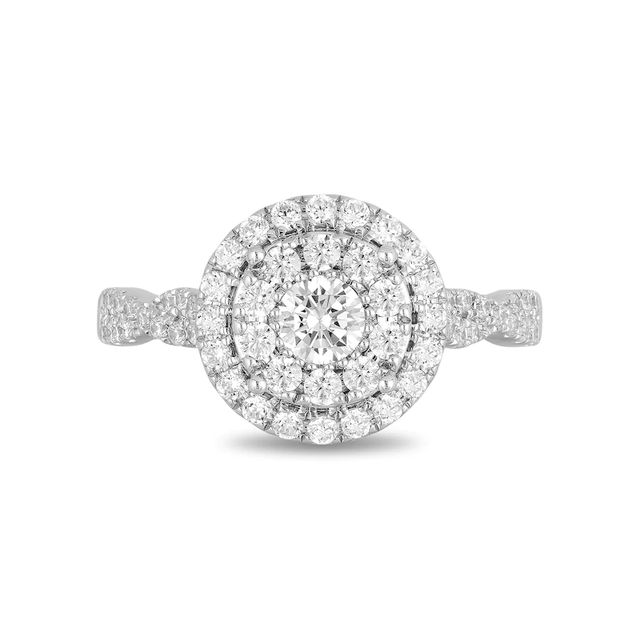 Enchanted Disney Belle 0.95 CT. T.W. Diamond Double Frame Engagement Ring in 14K White Gold|Peoples Jewellers