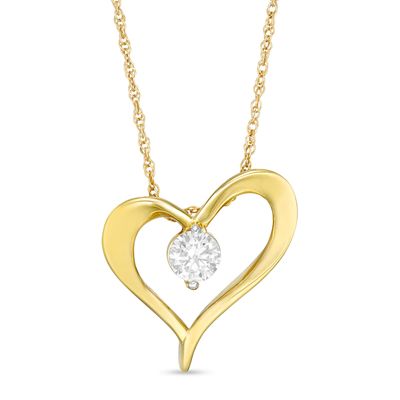 0.18 CT. Diamond Solitaire Heart Outline Pendant in 10K Gold|Peoples Jewellers