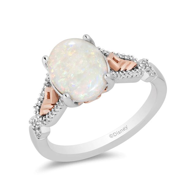 Enchanted Disney Elsa Oval Opal and 0.085 CT. T.W. Diamond Ring in Sterling Silver and 10K Rose Gold|Peoples Jewellers