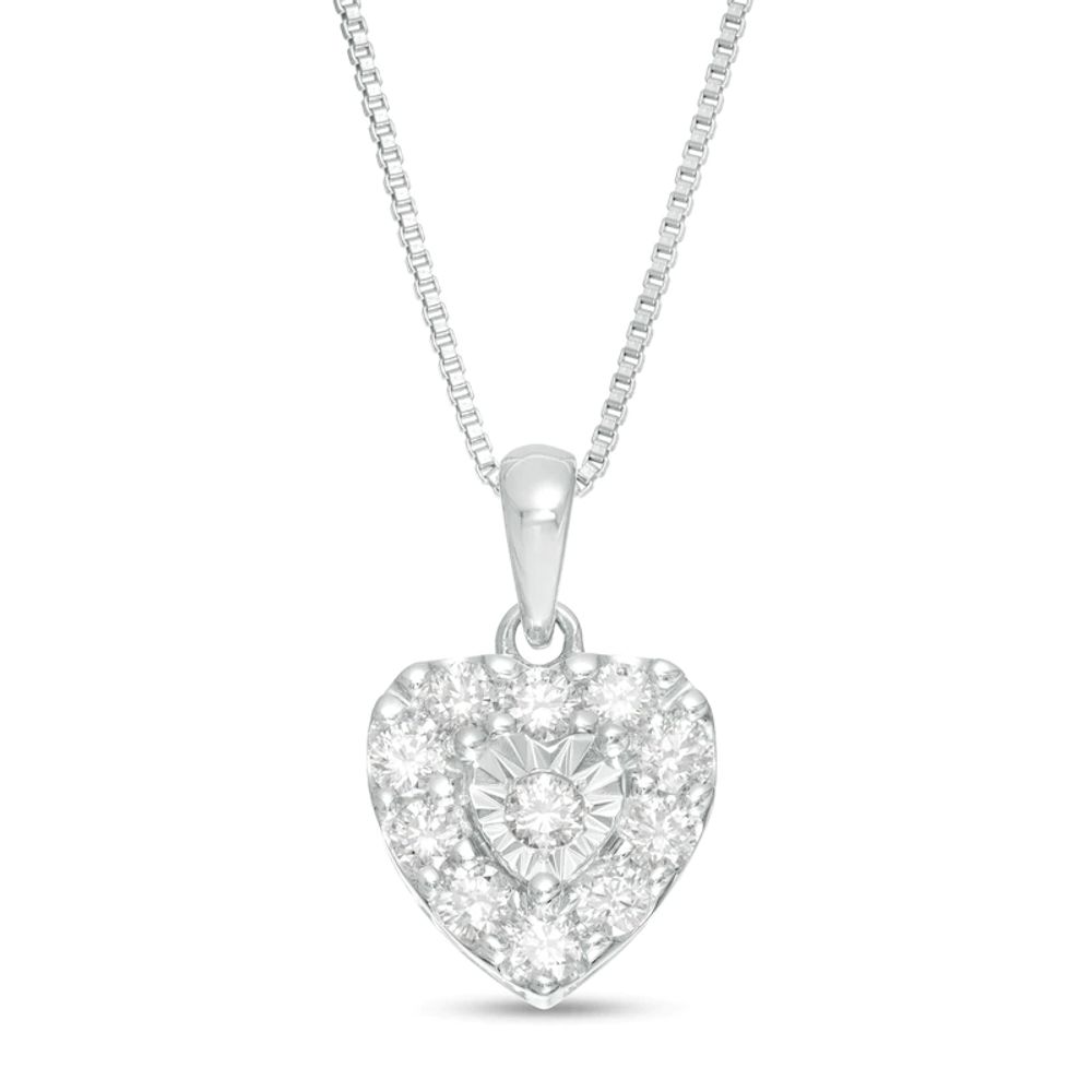 0.50 CT. T.W. Diamond Heart Pendant in Sterling Silver|Peoples Jewellers