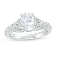 Vera Wang Love Collection 1.45 CT. T.W. Certified Oval Diamond Engagement Ring in 14K White Gold (I/SI2)|Peoples Jewellers