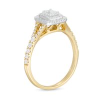 0.75 CT. T.W. Emerald-Cut Diamond Double Frame Split Shank Engagement Ring in 14K Two-Tone Gold|Peoples Jewellers