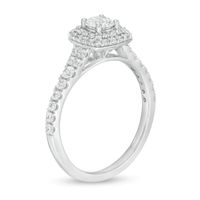 0.95 CT. T.W. Diamond Double Cushion Frame Engagement Ring in 14K White Gold|Peoples Jewellers