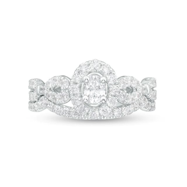 1.00 CT. T.W. Oval Diamond Frame Bridal Set in 14K White Gold|Peoples Jewellers