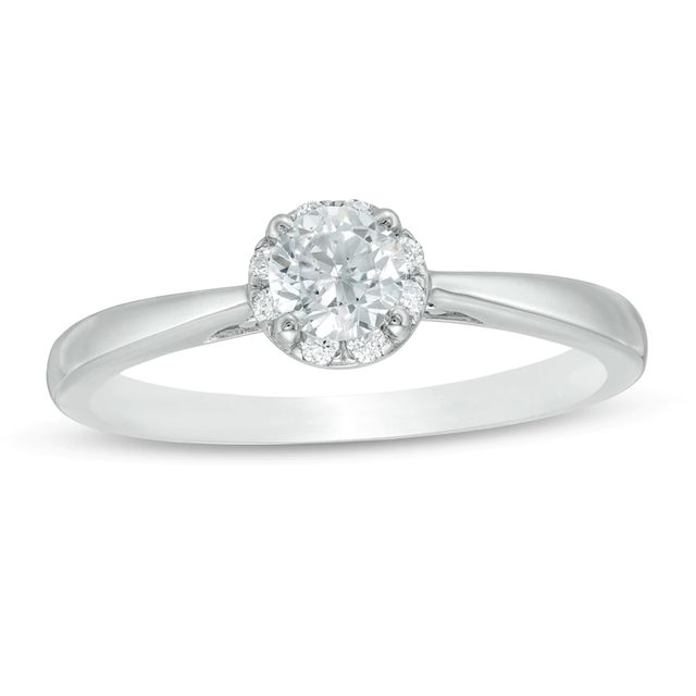 0.37 CT. T.W. Diamond Frame with Tapered Shank Engagement Ring in 10K White Gold|Peoples Jewellers