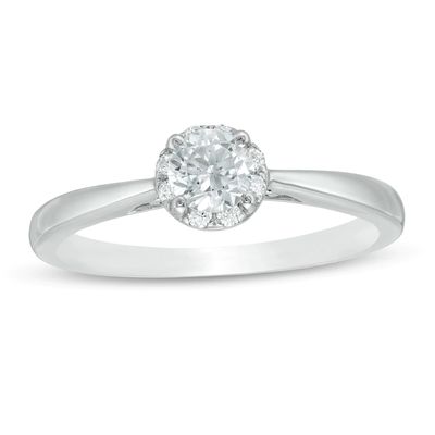 0.37 CT. T.W. Diamond Frame with Tapered Shank Engagement Ring in 10K White Gold|Peoples Jewellers
