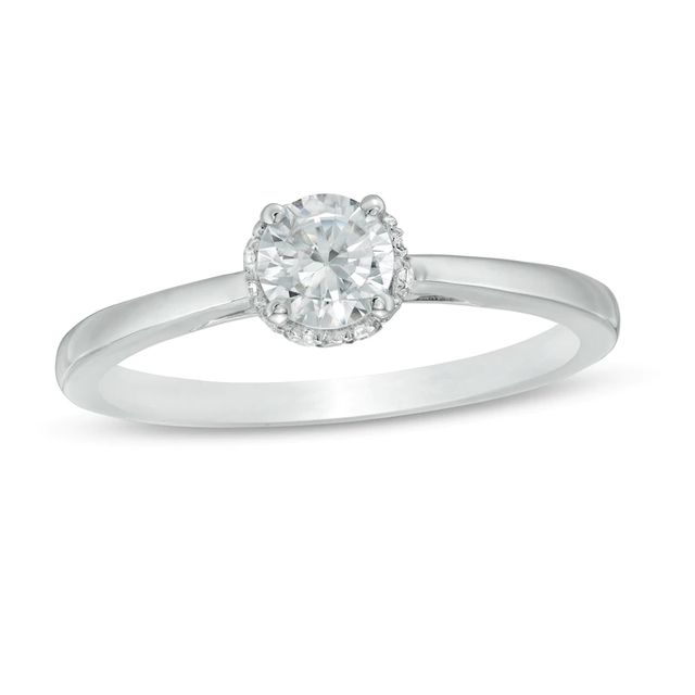 0.45 CT. T.W. Diamond Solitaire Framed Setting Frame Engagement Ring in 10K White Gold