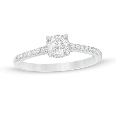 0.37 CT. T.W. Diamond Hidden Frame Engagement Ring in 10K White Gold|Peoples Jewellers