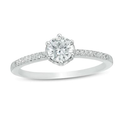 0.45 CT. T.W. Diamond Scalloped Setting Engagement Ring in 10K White Gold|Peoples Jewellers