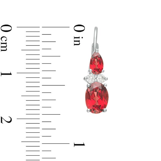 Oval and Pear-Shaped Garnet with Lab-Created White Sapphire Duo Drop Earrings in Sterling Silver|Peoples Jewellers