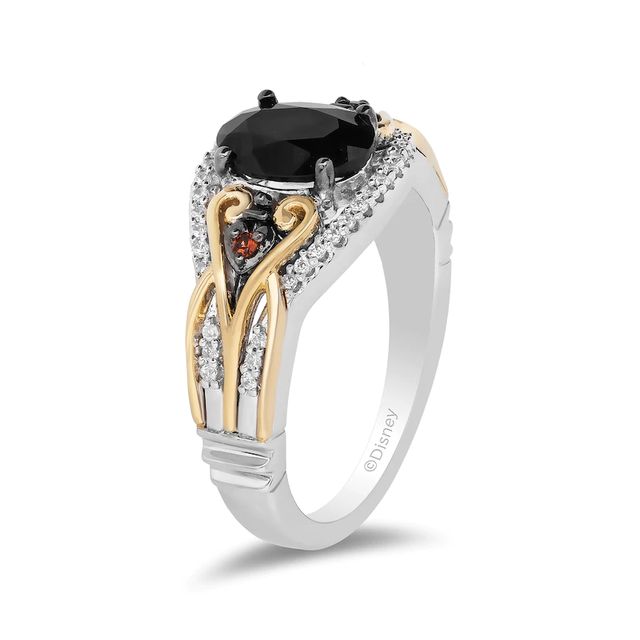Enchanted Disney Villains Evil Queen Oval Onyx, Garnet and 0.145 CT. T.W. Diamond Ring in Sterling Silver and 10K Gold|Peoples Jewellers