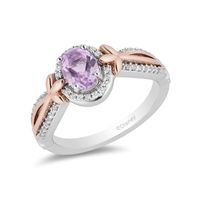 Enchanted Disney Rapunzel Oval Amethyst and 0.145 CT. T.W. Diamond Ring in Sterling Silver and 10K Rose Gold|Peoples Jewellers