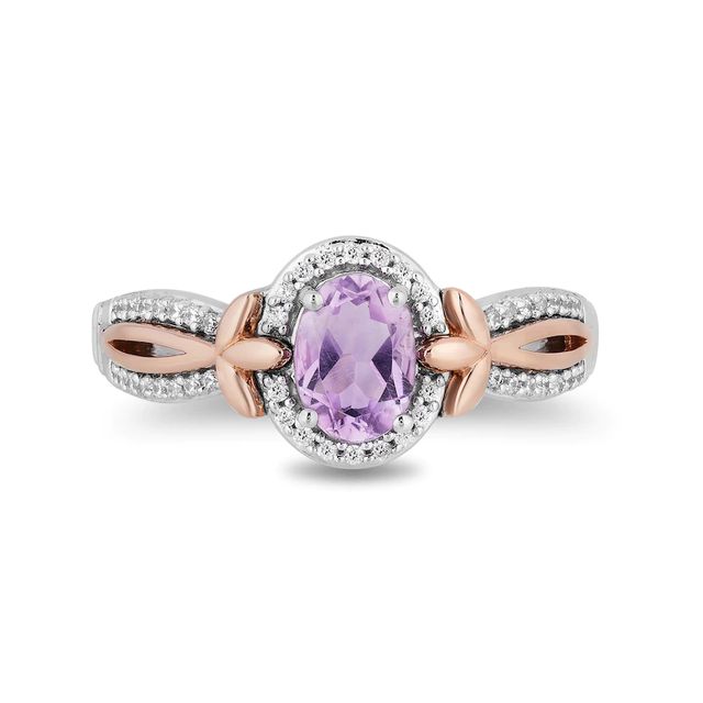 Enchanted Disney Rapunzel Oval Amethyst and 0.145 CT. T.W. Diamond Ring in Sterling Silver and 10K Rose Gold|Peoples Jewellers