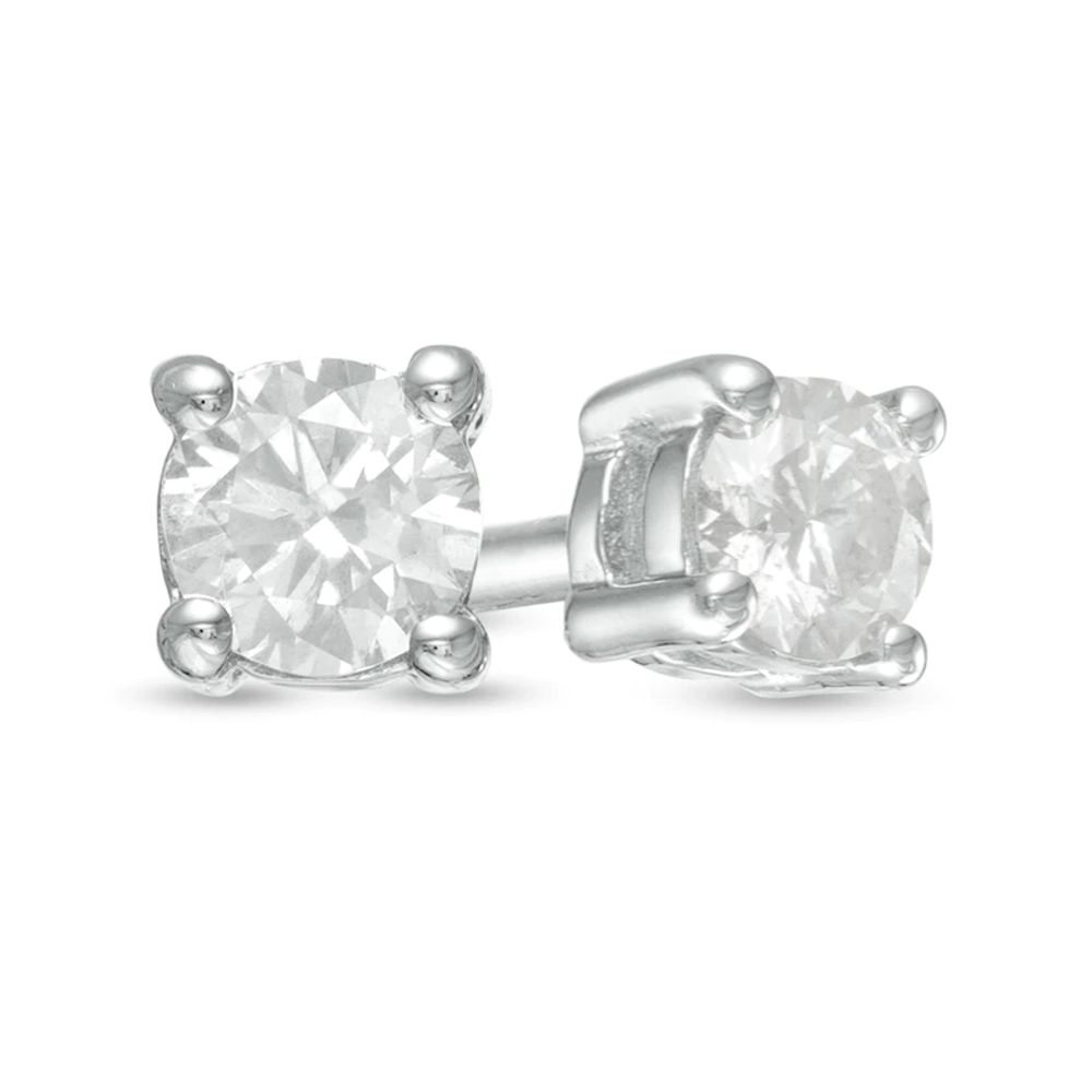 0.20 CT. T.W. Diamond Solitaire Stud Earrings in Sterling Silver (J/I3)|Peoples Jewellers