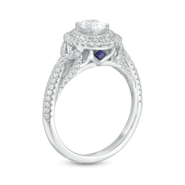 Vera Wang Love Collection 1.06 CT. T.W. Oval Diamond Double Frame Engagement Ring in 14K White Gold