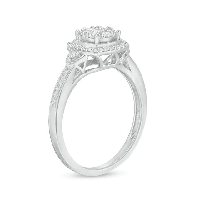 0.33 CT. T.W. Composite Diamond Frame Engagement Ring in 10K White Gold|Peoples Jewellers