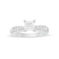 1.00 CT. T.W. Princess-Cut Diamond Engagement Ring in 14K White Gold|Peoples Jewellers