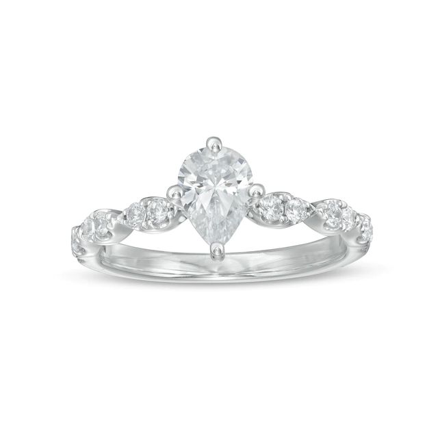 1.00 CT. T.W. Certified Pear-Shaped Diamond Engagement Ring in 14K White Gold (I/I1)|Peoples Jewellers