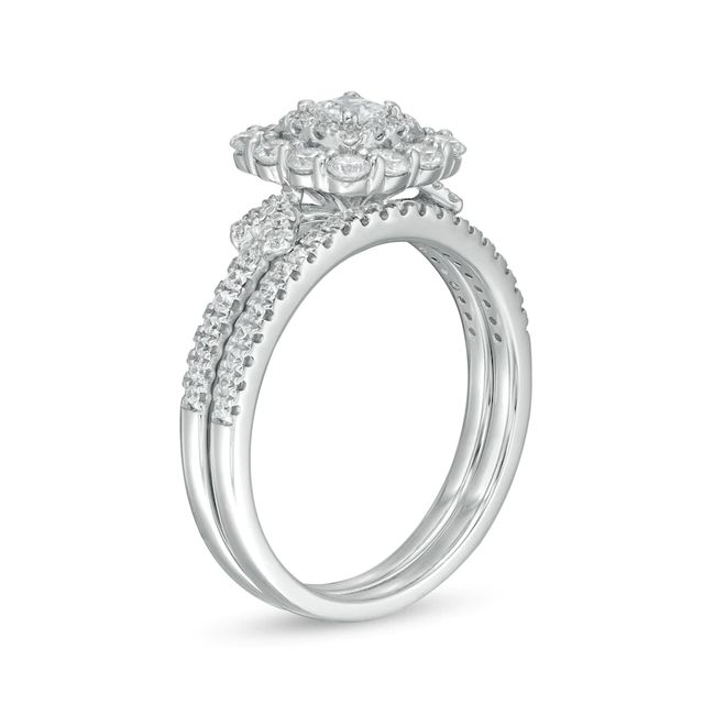 0.70 CT. T.W. Princess-Cut Diamond Frame Bridal Set in 14K White Gold|Peoples Jewellers