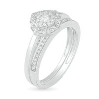 0.29 CT. T.W. Diamond Flower Frame Bridal Set in 10K White Gold|Peoples Jewellers
