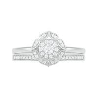 0.29 CT. T.W. Diamond Flower Frame Bridal Set in 10K White Gold|Peoples Jewellers