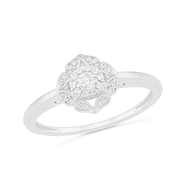 0.29 CT. T.W. Diamond Flower Frame Bridal Set in 10K White Gold|Peoples Jewellers