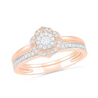 0.29 CT. TW. Diamond Flower Frame Bridal Set in 10K Rose Gold|Peoples Jewellers