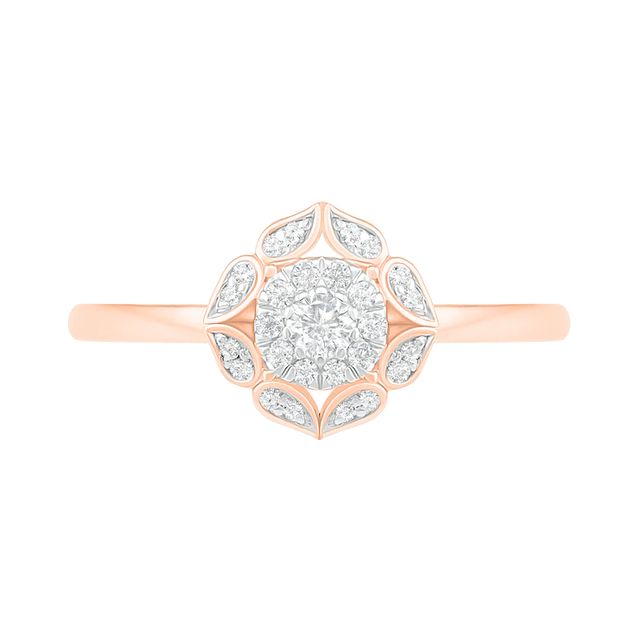 0.29 CT. TW. Diamond Flower Frame Bridal Set in 10K Rose Gold|Peoples Jewellers