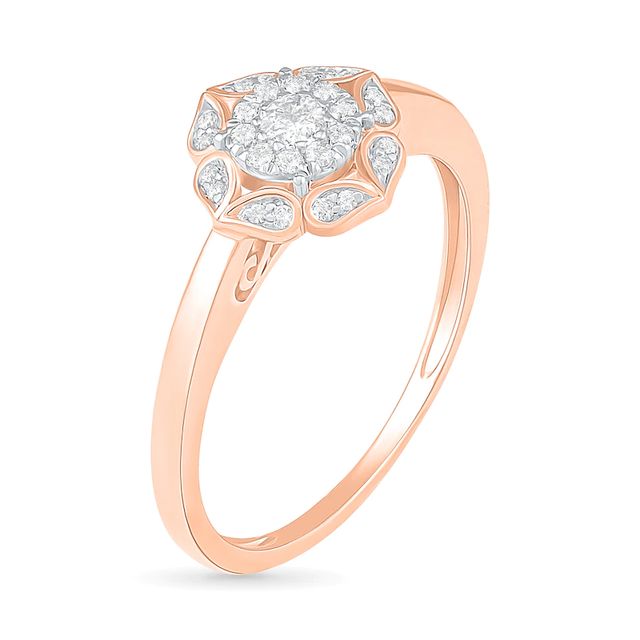 0.29 CT. TW. Diamond Flower Frame Bridal Set in 10K Rose Gold|Peoples Jewellers