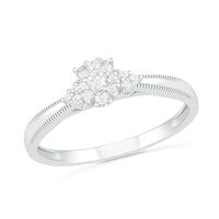 0.23 CT. T.W. Diamond Vintage-Style Scallop Shank Bridal Set in Sterling Silver|Peoples Jewellers